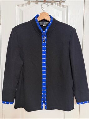 St. John Black Jacket with Royal Blue Trim